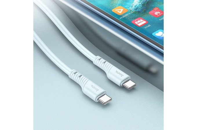 Кабель USB Type-C - USB Type-C HOCO X97 PD60W (светло-голубой) 1м (силиконовый)