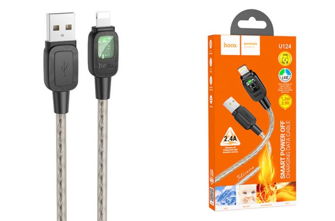 Кабель USB - Lightning HOCO U124 , 2,4A (черный) 1,2м