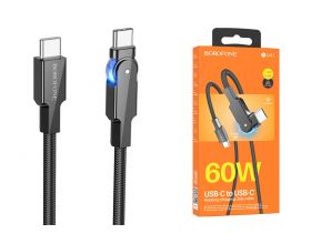 Кабель USB Type-C - USB Type-C BOROFONE BU41, PD60W (черный) 1м (поворотный коннектор)