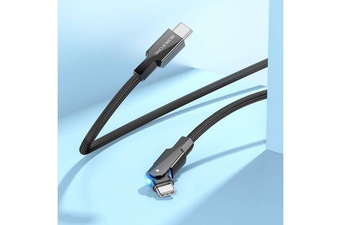 Кабель USB Type-C - USB Type-C BOROFONE BU41, PD60W (черный) 1м (поворотный коннектор)