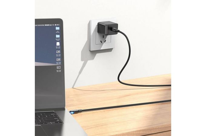 Кабель USB Type-C - USB Type-C BOROFONE BU41, PD60W (черный) 1м (поворотный коннектор)