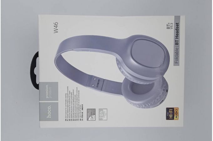 Наушники мониторные беспроводные HOCO W46 wireless headphones Bluetooth (светло синий) (УЦЕНКА! МЯТАЯ УПАКОВКА)