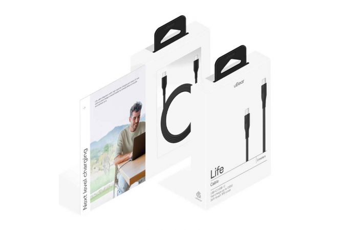 Кабель USB Type-C - Type-C uBear Life 100W, 5А, 2м (Черный)