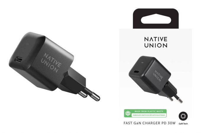 Сетевое зарядное устройство Native Union FAST GAN CHARGER 30W  разъёмы USB-C (Черный)