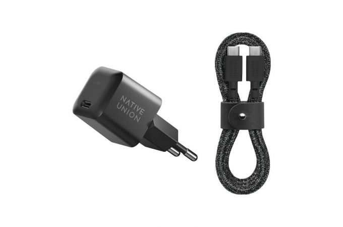 Сетевое зарядное устройство Native Union FAST GAN CHARGER 30W с кабелем USB-C/USB-C (Черный)