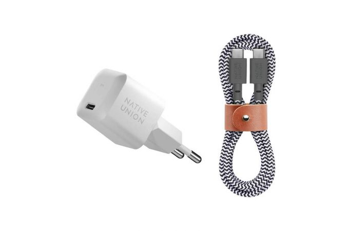 Сетевое зарядное устройство Native Union FAST GAN CHARGER 30W с кабелем USB-C/USB-C (Белый)
