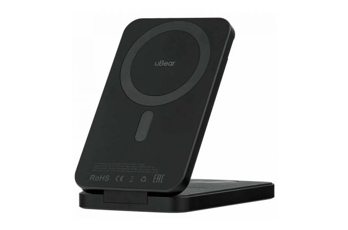 Универсальный дополнительный аккумулятор uBear 3в1 8000 mAh  MagSafe Rise Solo Qi2 Wireless Charger  (Черный)
