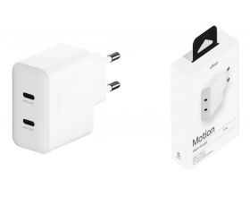 Сетевое зарядное устройство uBear Motion, GaN, 67W (2 ports USB-C) Сетевое зарядное устройство (Белый)