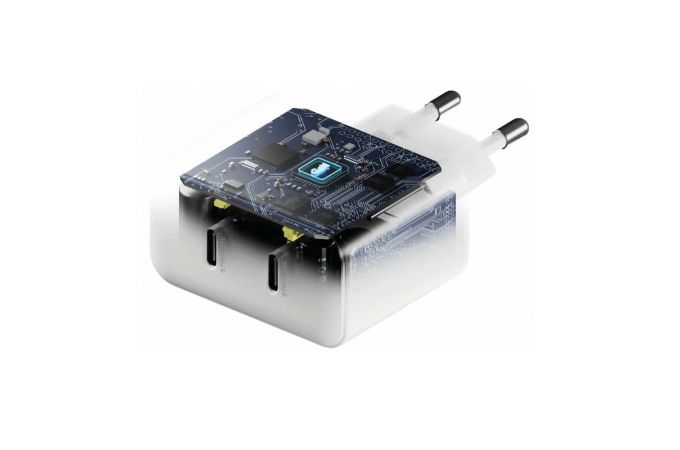 Сетевое зарядное устройство uBear Motion, GaN, 67W (2 ports USB-C) Сетевое зарядное устройство (Белый)