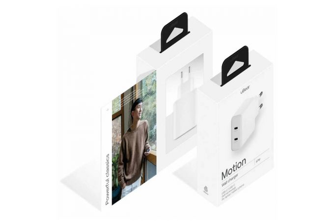 Сетевое зарядное устройство uBear Motion, GaN, 67W (2 ports USB-C) Сетевое зарядное устройство (Белый)