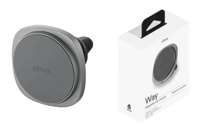 Держатель автомобильный для телефона uBear Way Magnetic Car mount with Wireless Charging (Серый)