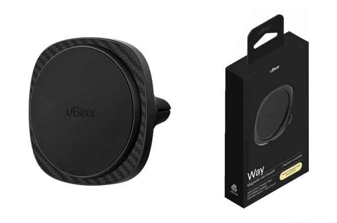 Держатель автомобильный для телефона uBear Way Magnetic Car mount with Wireless Charging Kevlar (чёрный)