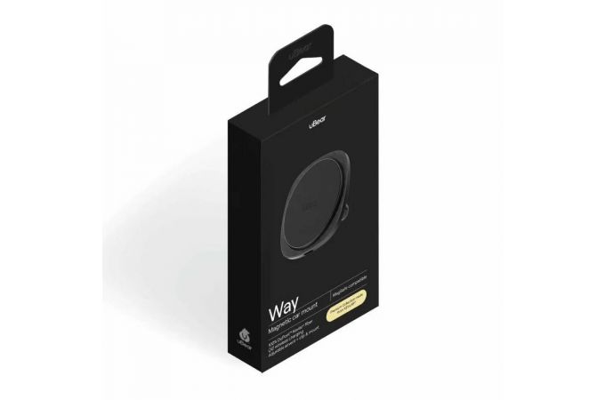 Держатель автомобильный для телефона uBear Way Magnetic Car mount with Wireless Charging Kevlar (чёрный)