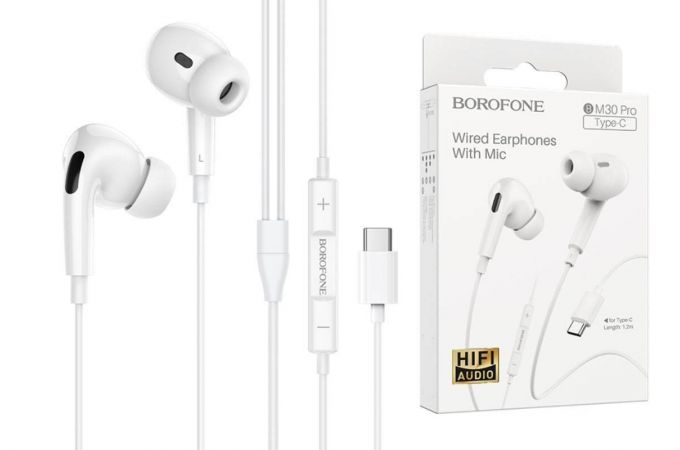 Наушники вакуумные проводные BOROFONE BM30 Pro штекер Type-C (белый)