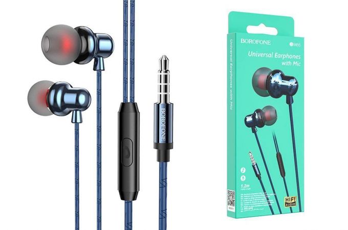Наушники вакуумные проводные BOROFONE BM65 Sole (синий)