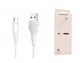 Кабель USB - MicroUSB BOROFONE BX18 1,6A (белый) 3м