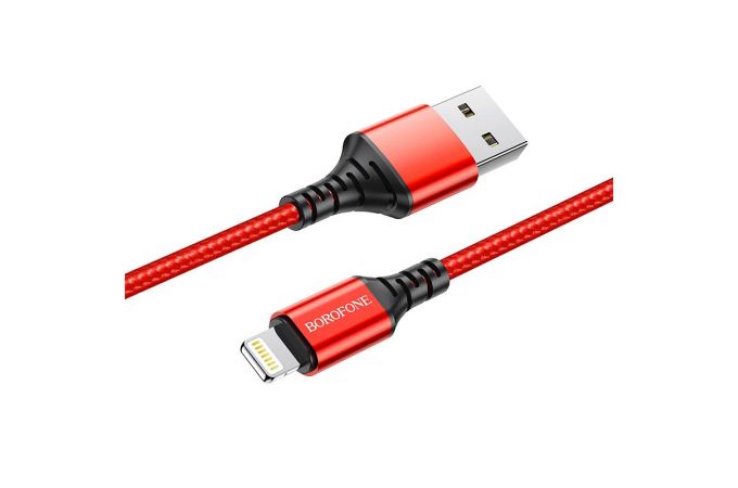 Кабель USB - Lightning BOROFONE BX54, 2,4A (красный) 1м (в оплетке)