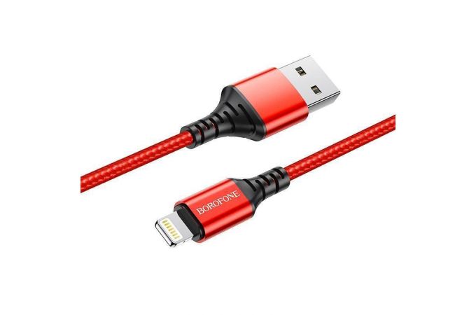 Кабель USB - Lightning BOROFONE BX54, 2,4A (красный) 1м (в оплетке)