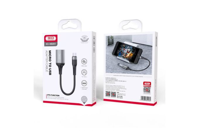 Адаптер для проводной гарнитуры Micro на USB 2.0 XO NB201 speed 480Mbp Black