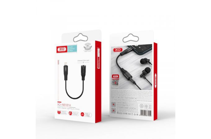 Адаптер для проводной гарнитуры iPhone c 3.5 мм на Lighting XO NB181A Black