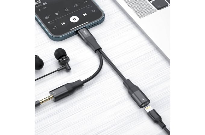 Адаптер для проводной гарнитуры iPhone c 3.5 мм на Lighting+iPhone XO NB181B Black