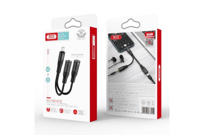 Адаптер для проводной гарнитуры iPhone c 3.5 мм на Lighting+iPhone XO NB181B Black