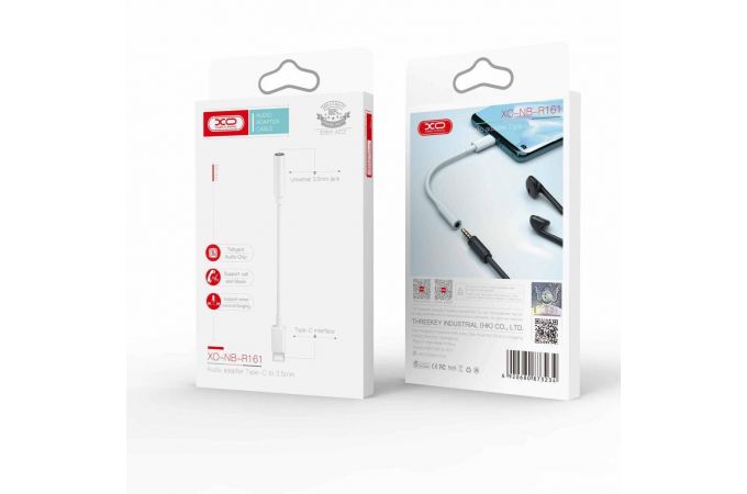 Адаптер для проводной гарнитуры c 3.5 мм на Type-C XO NB-R161 White