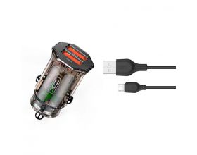 Автомобильное зарядное устройство АЗУ 2USB + кабель MicroUSB XO CC49 transparent design Brown