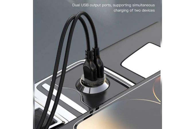 Автомобильное зарядное устройство АЗУ 2USB + кабель MicroUSB XO CC49 transparent design Brown