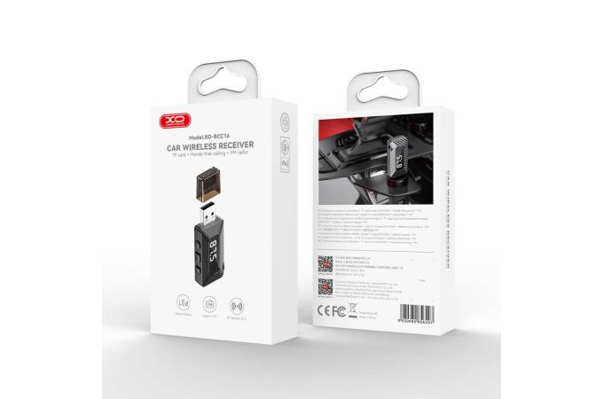 Bluetooth адаптер для автомагнитолы XO BCC16 Bluetooth Transmitter Support FM Transmitter + Support TF Card (черный)