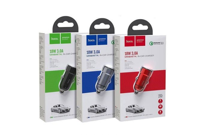 Автомобильное зарядное устройство АЗУ USB HOCO Z32 Speed Up single port QC3.0 (красный)