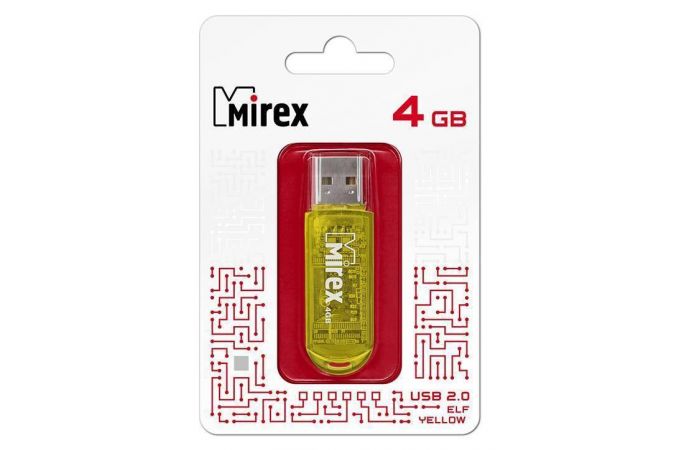 Флешка USB 2.0 Mirex ELF YELLOW 4GB (ecopack)
