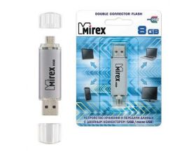 Флешка USB 2.0 Mirex SMART SILVER с двойным разъёмом USB/microUSB 8GB (ecopack)