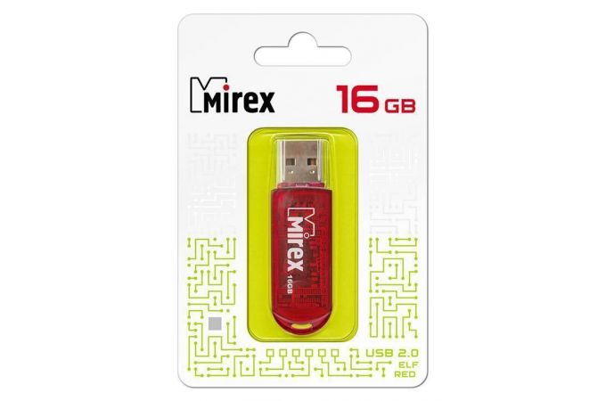 Флешка USB 2.0 Mirex ELF RED 16GB (ecopack)