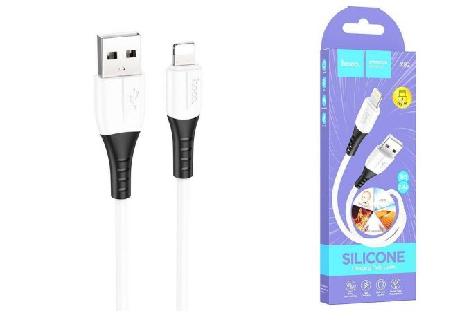 Кабель USB - Lightning HOCO X82, 2,4A (белый) 1м (силиконовый)