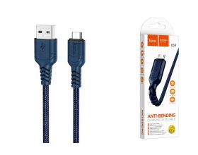 Кабель USB - MicroUSB HOCO X59 2,4A (синий) 1м (в оплетке)