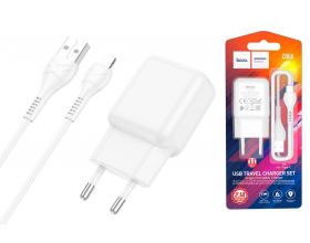Сетевое зарядное устройство USB + кабель Type-C HOCO C96A (белый)