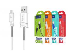 Кабель USB - MicroUSB HOCO X24 2A (белый) 1м (пружинка)