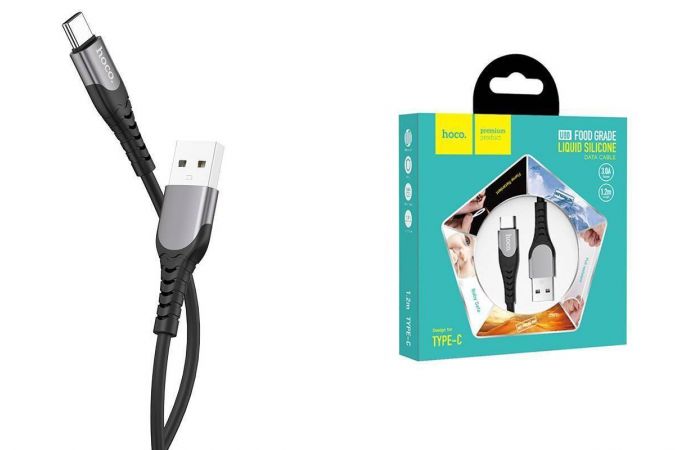 Кабель USB - USB Type-C HOCO U80, 3A (черный) 1,2м (силиконовый, с усилением сгиба)