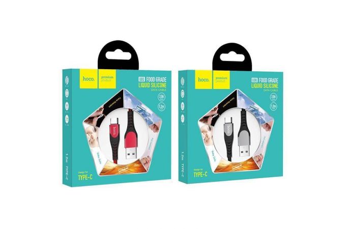 Кабель USB - USB Type-C HOCO U80, 3A (черный) 1,2м (силиконовый, с усилением сгиба)