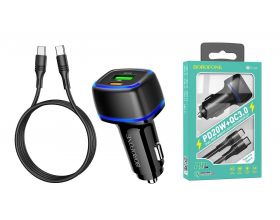 Автомобильное зарядное устройство АЗУ USB + кабель Type-C BOROFONE BZ14A 20W+QC3.0 (черный)