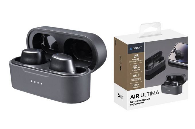 Bluetooth наушники Deppa (44199) Air Ultima черные bluetooth 5.3