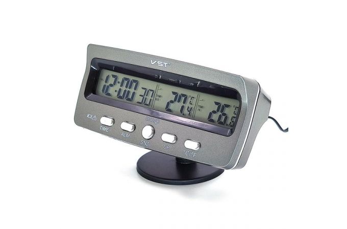 Часы автомобильные электронные VST-7045 (темп., будильник, дата)