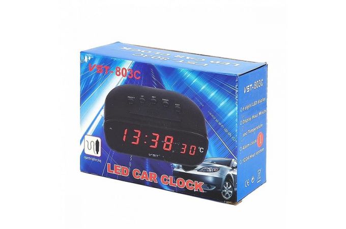 Часы автомобильные электронные VST-803С-1 Часы авто. крас.цифры (температура) У