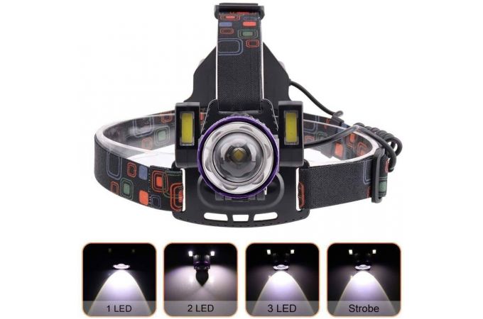 Фонарь налобный Патриот PT-FLG03 (3L, 2*18650, ZOOM, Т6)