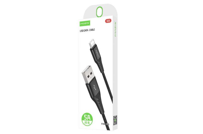 Кабель USB - Lightning MAIMi X33 5A (зеленый) 1м