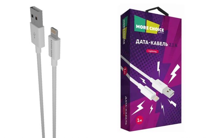 Кабель USB - Lightning More choice K24i TPE 2.1A 1м (White)
