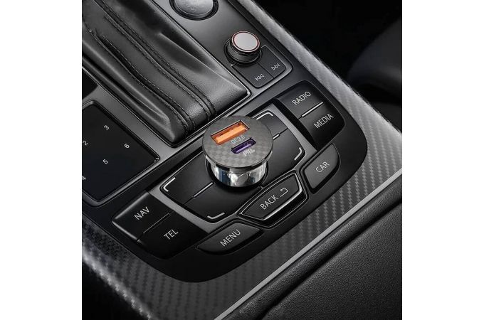 Автомобильное зарядное устройство АЗУ USB + USB-C HOCO DZ3 Max series, 42,5 W, прозрачный серый