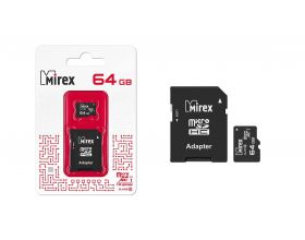 Карта памяти microSDХC MIREX 64 GB UHS-I U1 (class 10) с адаптером