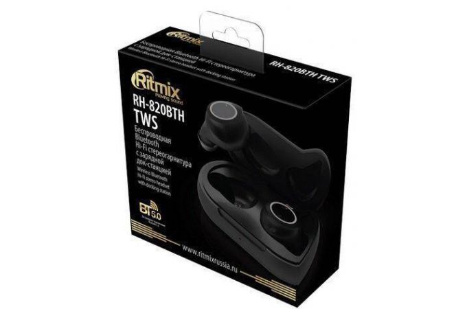Наушники вакуумные беспроводные Ritmix rh-820 BTH TWS Bluetooth (черный)